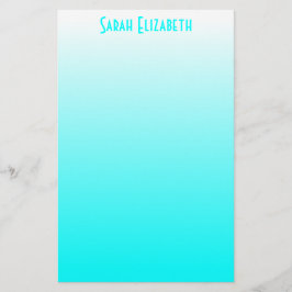 Aqua White Ombre Stationery Brevpapper