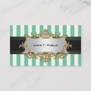 Aqua White Rand, Black Ribbon, Guld-rametikett Visitkort