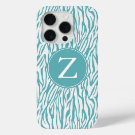 Aqua White Zebra tryck Monogram
