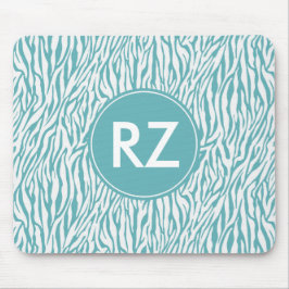 Aqua White Zebra tryck monogram Musmatta
