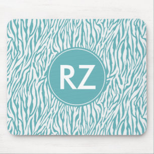 Aqua White Zebra tryck monogram Musmatta