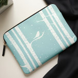 Aqua Winter Birch Träd och Bird Laptop Sleeve<br><div class="desc">En vacker vektorillustration av en fågel på en björk träd. Det kan vara personlig med ditt namn,  monogram,  initialer eller valfri text för ett komplett utseende på anpassningsbarna!</div>
