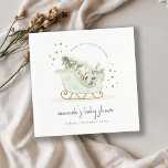 Aqua Winter sleigh sitt Kall utanför babyduschen Pappersservett<br><div class="desc">Sleigh Winter Baby, det är Kall utanför Theme Collection. - Det är en söt pastellfärgning Illustration av aqua guld sleigh fylld med julklapp gräs träd, gåvor och vinterbär med guld stjärna ram och snöfall i bakgrunden. Perfekt för dina små vinterfödelsedagsfester. Det är mycket enkelt att anpassa, med dina personuppgifter. Om...</div>