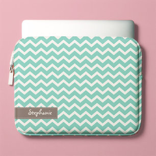 Aqua Zig Zag Chevrons Mönster Laptop Sleeve