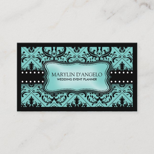 Aquablått och bröllopsfixaren för visitkort (Framsida)