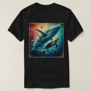 Aquaic Spectrum Sea Life Retro T Shirt