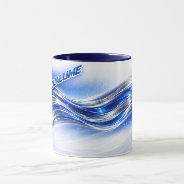 Aqualume Flow  – Blue Silver Wave Energy Mug Mugg (Center)