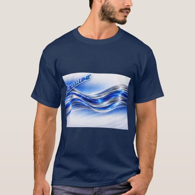 Aqualume Flow-skjorta – Blue Silver Wave Energy De T Shirt (Framsida)