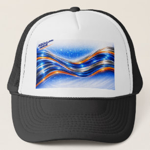 Aqualume Wave Shirt – Blå Orange Abstrakt Flöde De Keps