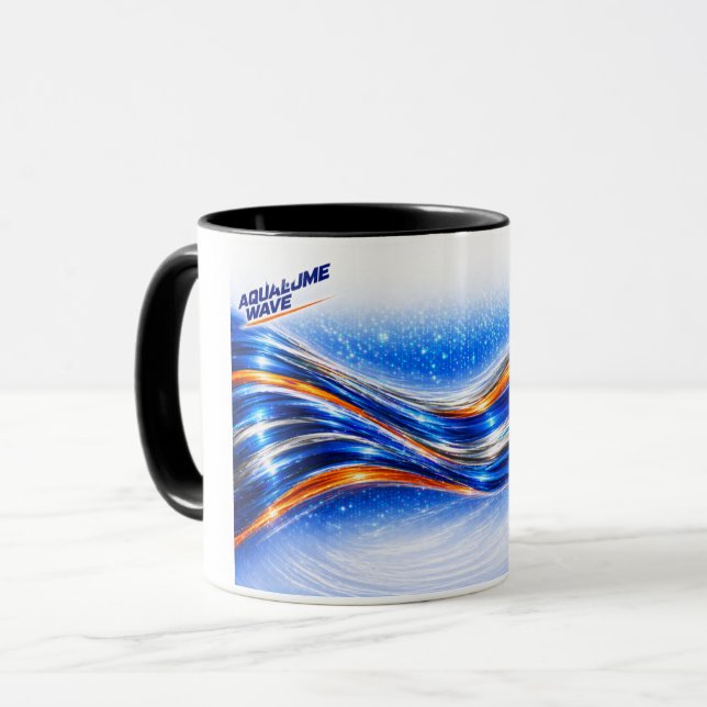 Aqualume Wave Shirt – Blå Orange Abstrakt Flöde De Mugg (Framsida vänster)