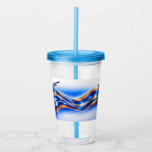 Aqualume Wave Shirt – Blå Orange Abstrakt Flöde De Take Away Mugg