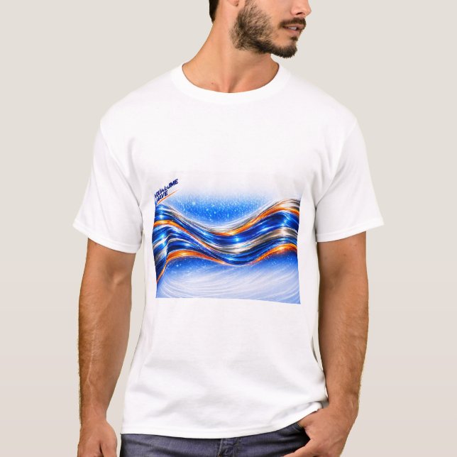 Aqualume Wave Shirt – Blue Orange Abstract Flow De T (Framsida)