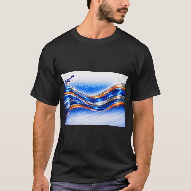 Aqualume Wave Shirt – Blue Orange Abstract Flow De T (Framsida)