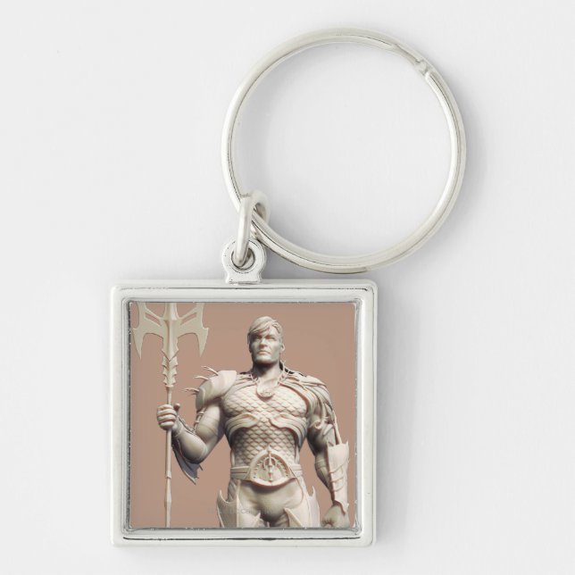 Aquaman Alternate Fyrkantig Silverfärgad Nyckelring (Framsidan)