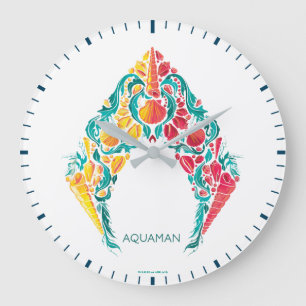 Aquaman   Aquaman & Mera Themes Seashell-Logotyp Stor Klocka