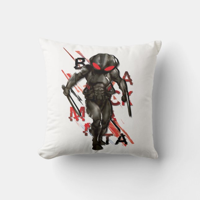 Aquaman | Black Manta Scattered Typography Graphic Kudde (Framsida)