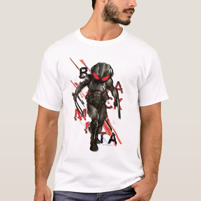 Aquaman | Black Manta Scattered Typography Graphic T Shirt (Framsida)
