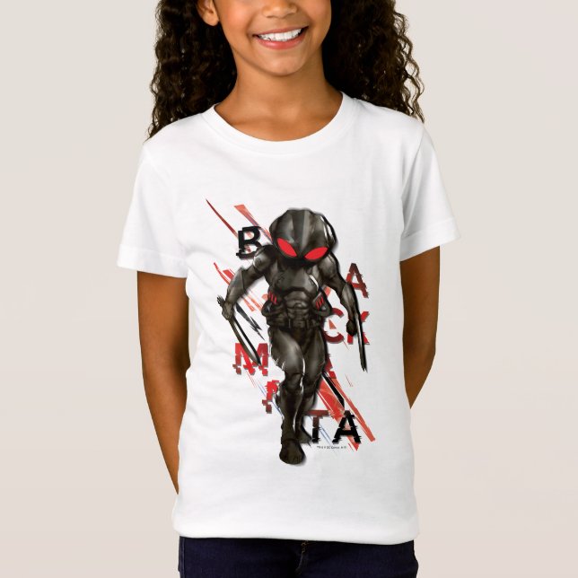 Aquaman | Black Manta Scattered Typography Graphic T Shirt (Framsida)