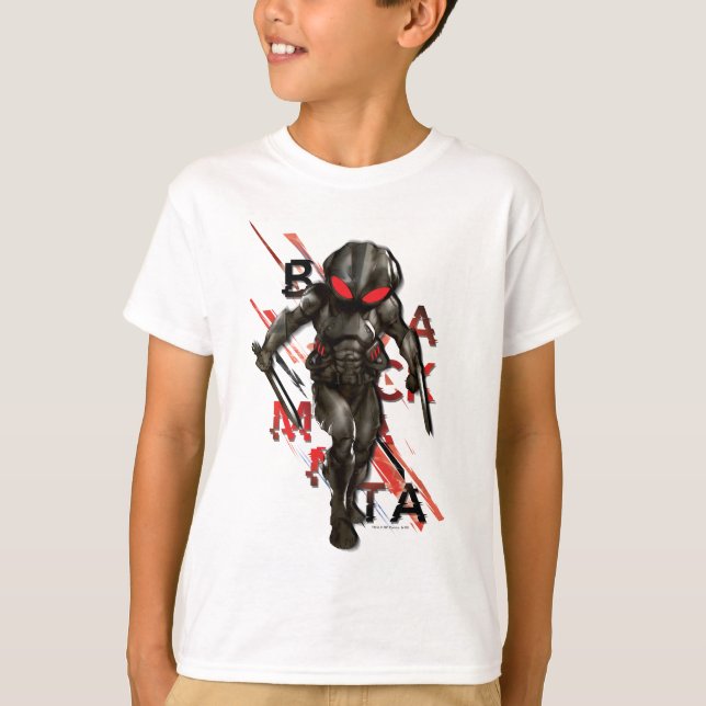 Aquaman | Black Manta Scattered Typography Graphic T Shirt (Framsida)