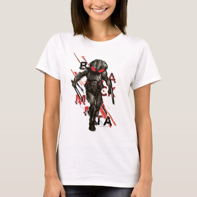 Aquaman | Black Manta Scattered Typography Graphic T Shirt (Framsida)