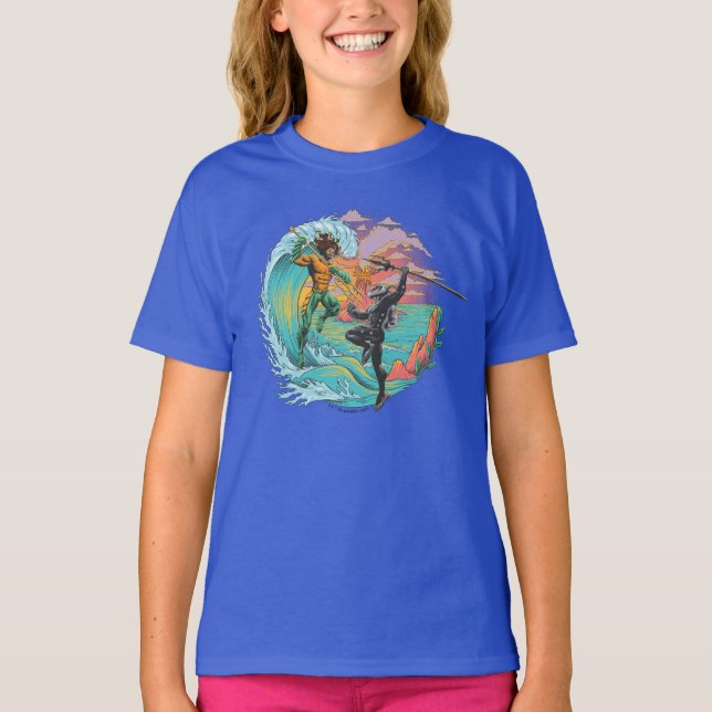 Aquaman & Black Manta Tidal Wave T Shirt (Framsida)
