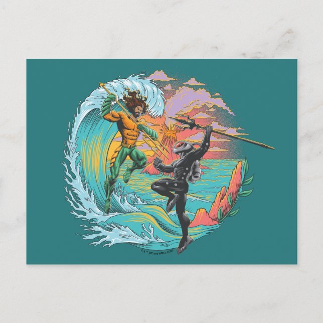 Aquaman & Black Manta Tidvåg Vykort (Framsida)