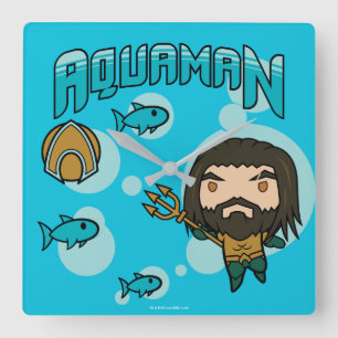 Aquaman   Chibi Aquaman Undersea Graphic Fyrkantig Klocka