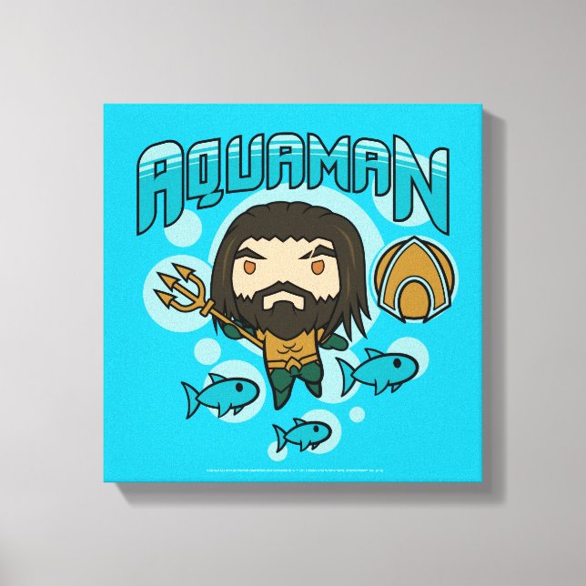 Aquaman | Chibi grafiska Aquaman Undersea Canvastryck (Framsida)