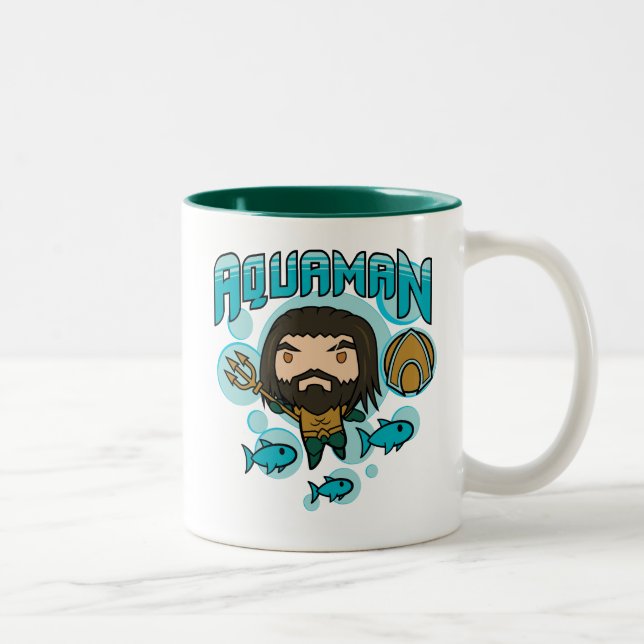 Aquaman | Chibi grafiska Aquaman Undersea Två-Tonad Mugg (Höger)