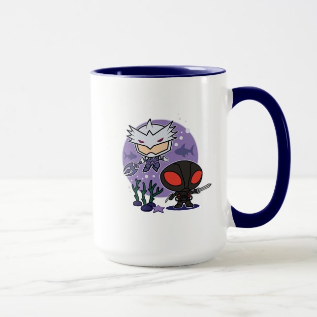 Aquaman | Chibi grafiska Orm & svart Manta Mugg (Höger)