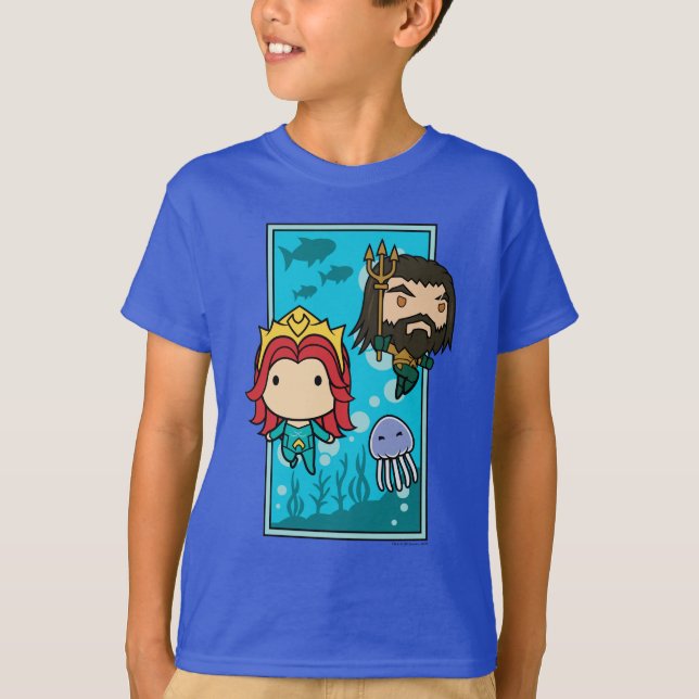 Aquaman | Chibi Mera & Aquaman Undersea Graphic T Shirt (Framsida)