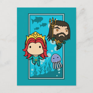 Aquaman Chibi Mera & Aquaman Undervattensgrafik Vykort