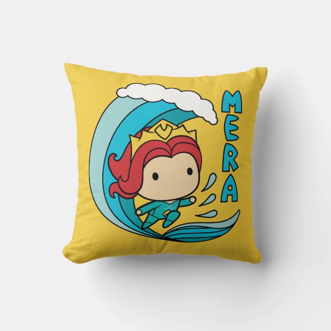 Aquaman | Chibi Mera Riding Wave Graphic Kudde (Framsida)