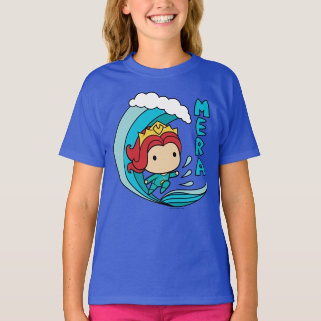 Aquaman | Chibi Mera Riding Wave Graphic T Shirt (Framsida)