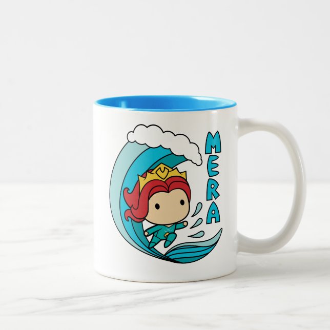 Aquaman | Chibi Mera Riding Wave Graphic Två-Tonad Mugg (Höger)
