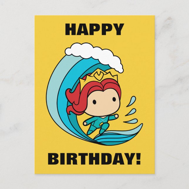 Aquaman | Chibi Mera Riding Wave Graphic Vykort (Framsida)