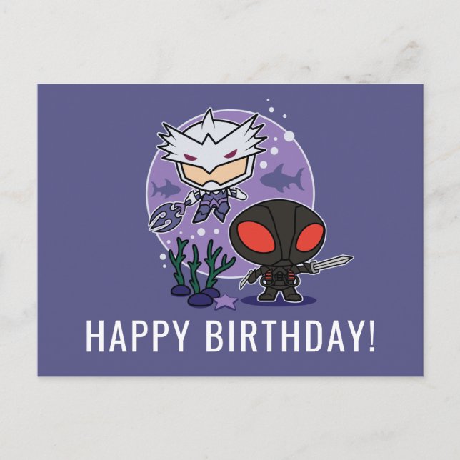 Aquaman | Chibi Orm & Black Manta Undersea Graphic Vykort (Framsida)