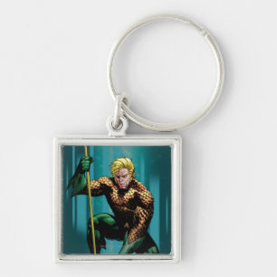 Aquaman Crouching Fyrkantig Silverfärgad Nyckelring