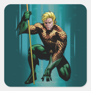 Aquaman Crouching Fyrkantigt Klistermärke