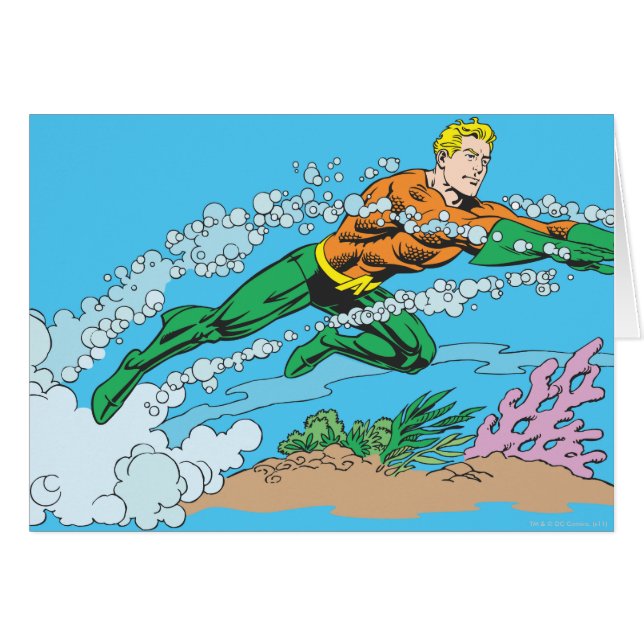 Aquaman Dash Thru Vatten Hälsningskort (Framsidan Horizontal)