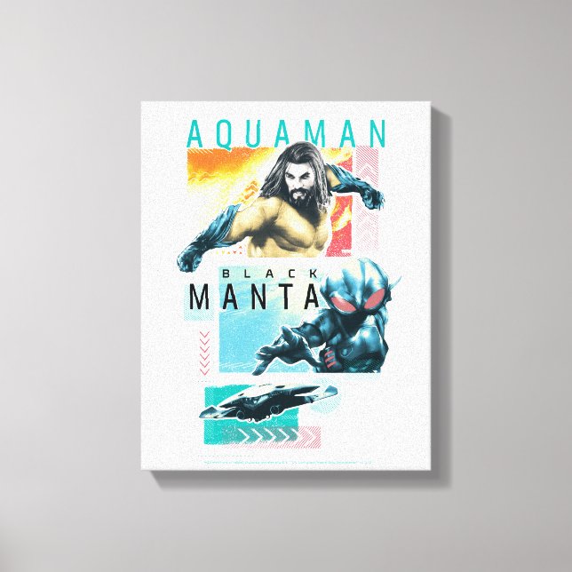 Aquaman | grafiska modernistiska Aquaman & svart Canvastryck (Framsida)