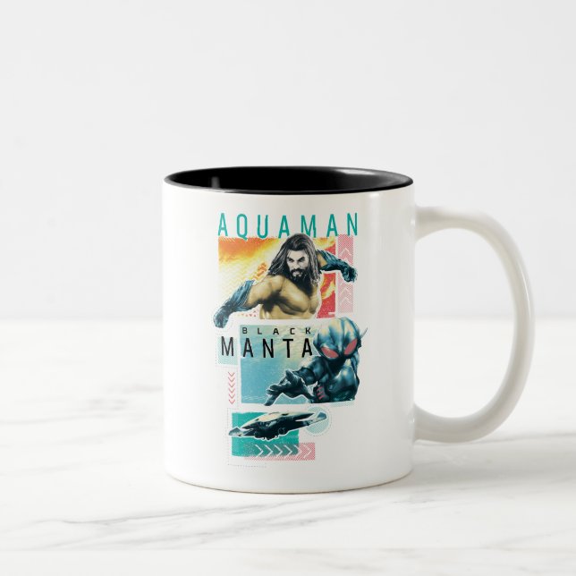 Aquaman | grafiska modernistiska Aquaman & svart Två-Tonad Mugg (Höger)