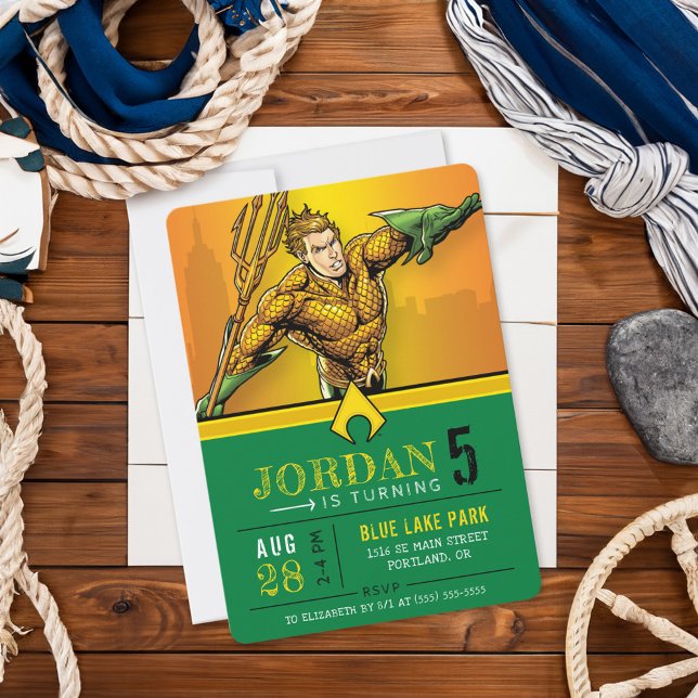 Aquaman | GRATTIS PÅ FÖDELSEDAGEN Inbjudningar (Invite on table)