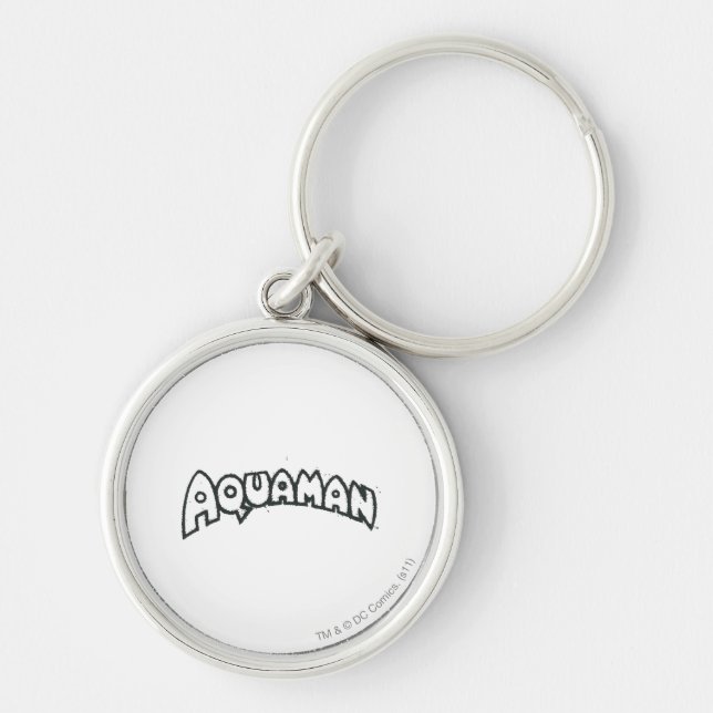 Aquaman Grunge Black Logotyp 2 Rund Silverfärgad Nyckelring (Framsidan)