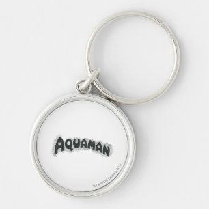 Aquaman Grunge Black Logotyp Rund Silverfärgad Nyckelring