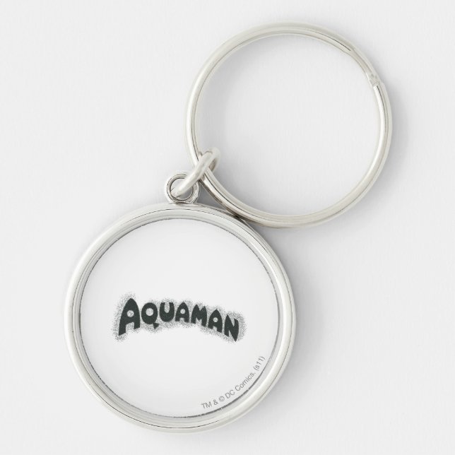 Aquaman Grunge Black Logotyp Rund Silverfärgad Nyckelring (Framsidan)