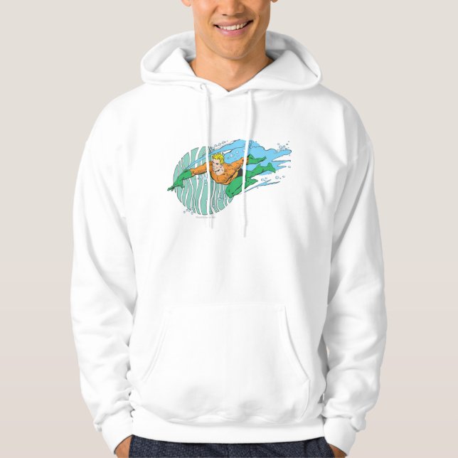 Aquaman Leaps Lämnat Hoodie (Framsida)