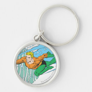 Aquaman Leaps Lämnat Rund Silverfärgad Nyckelring