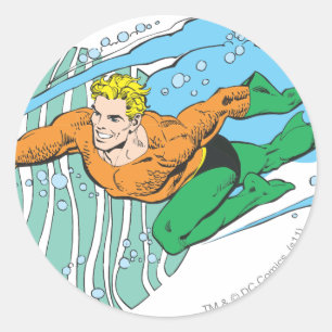 Aquaman Leaps Lämnat Runt Klistermärke