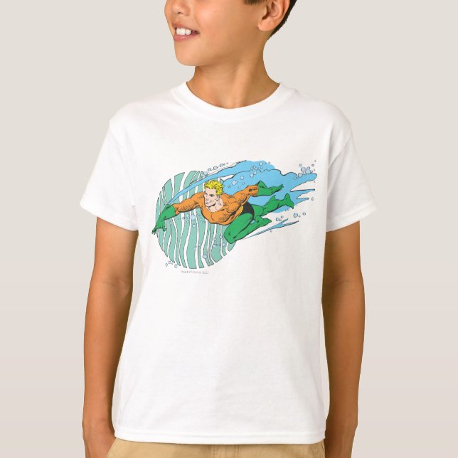 Aquaman Leaps Lämnat T-shirt (Framsida)